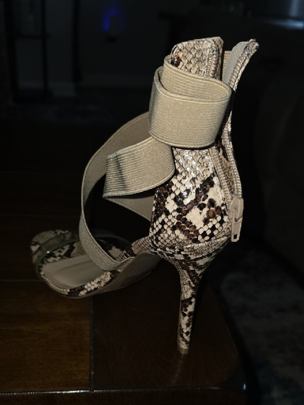Fashion Nova Brown Snake Print Strappy High Heel Sandals - Picture 3 of 4